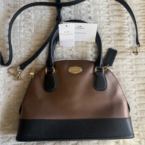 Coach Two-Tone Black and Brown Satchel - Picture 2 of 9